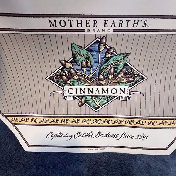 Vintage Rubber Foam Backing Set Of 4 Mother Earths Brand Cinnamon Placemats - Picture 7 of 10